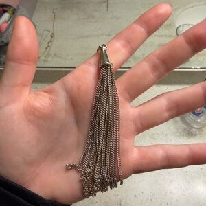 Gold Tone Tassel Necklace – Statement Chain Fringe Pendant